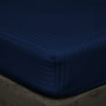 thumbnail image 1 of 3 Piece Sheets - 1 Piece Fitted Sheet & 2 Pillowcases, 450 Thread Count - 100% Egyptian Cotton, Deep Pocket of 16" Inch, Ultra-Soft and All Around Elastic Snug Fit (Full-XL Size - Navy Blue Stripe), 1 of 3