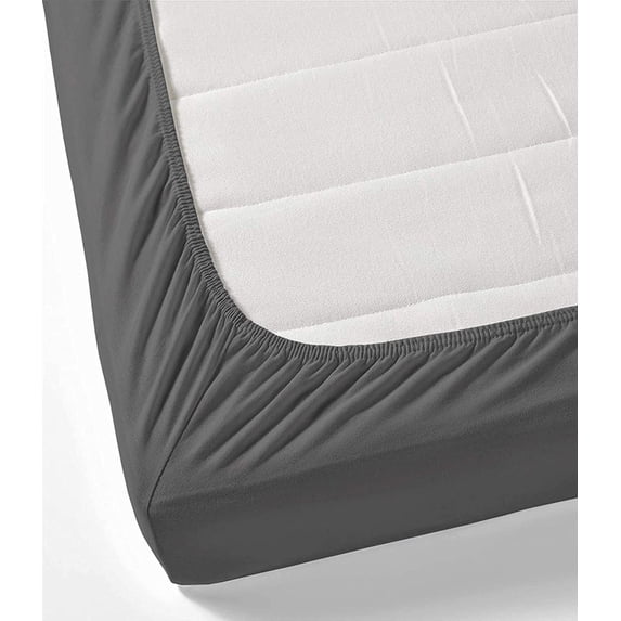 3 Piece Sheets - 1 Piece Fitted Sheet & 2 Pillowcases, 450 Thread Count - 100% Egyptian Cotton, Deep Pocket of 17" Inch, Ultra-Soft and All Around Elastic Snug Fit (Olympic Size - Dark Grey Solid)