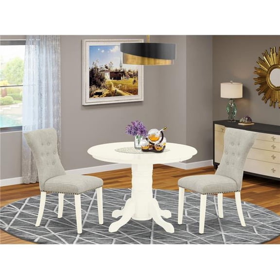 3 Piece Shelton Kitchen Table Set - Doeskin & Linen White