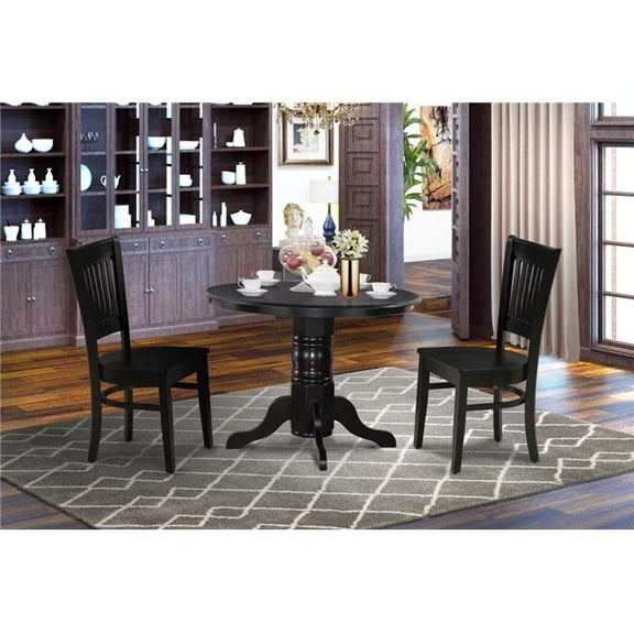 3 Piece Shelton Modern Dining Table Set - Black