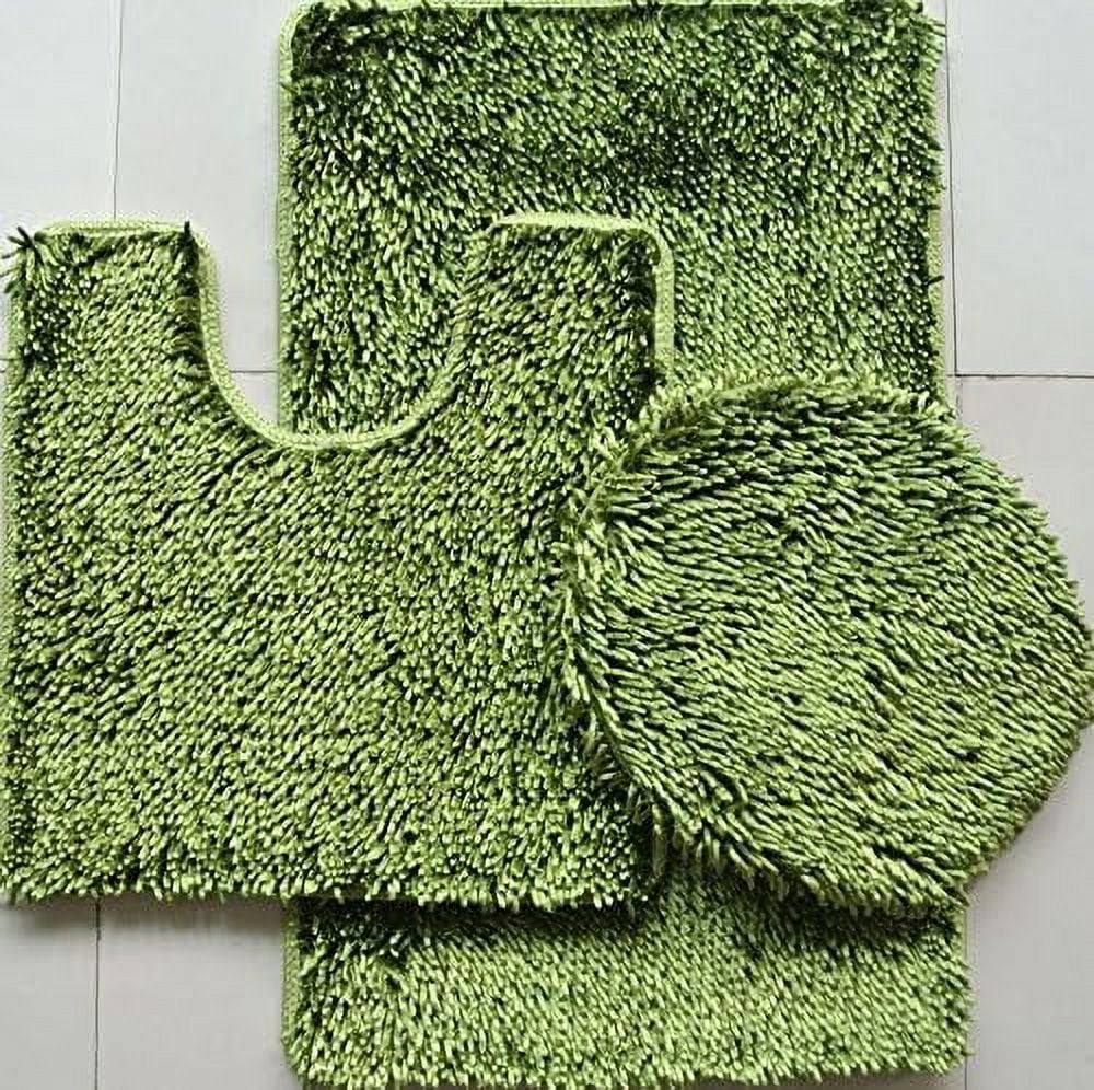 Shiny Rug 3 Piece Shiny Chenille Bath Rugs Set, Includes Area Rug, Contour Rug ...