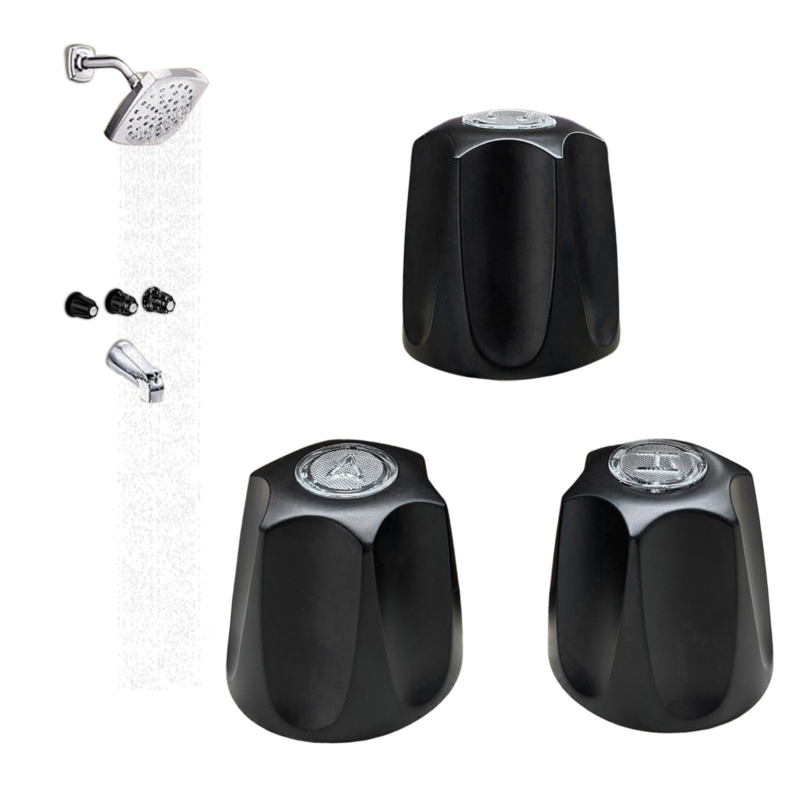 3 Piece Shower Knob Replacement Compatible with Bathtub Shower Mixer Tap Handle Conversion Kit Includes 1 x Hot 1 x Cold 1 x Diverter and 3 Screws