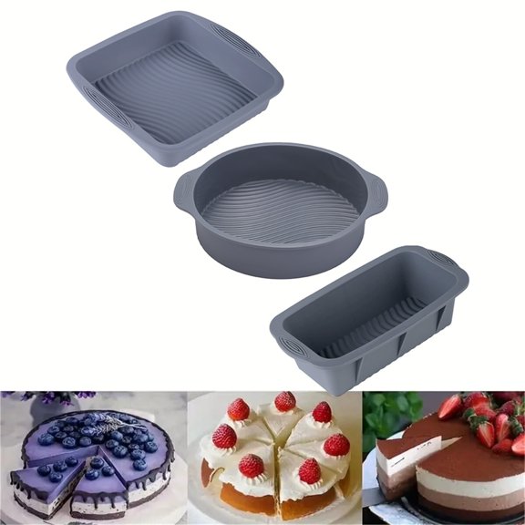 3-Piece Silicone Chocolate Cake Mold, Food Grade Non-Stick Baking Mold, Reusable DIY Mold for Mousse Cake Dessert Home Kitchen Craft