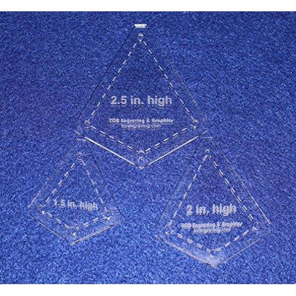 3 Piece Small "Kite" Shape Set - 1/8" Clear Acrylic Quilting Template -