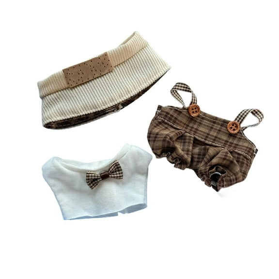 3-Piece Small Pet Clothes Set, Plaid Overalls, Bow Tie Shirt, Knit Skirt, Soft and Comfortable Outfits for Guinea Pigs, Rabbits, Hamsters, and Small Animals