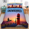 thumbnail image 1 of 3-Piece Snowboarding Duvet Cover Set - Vibrant Sunset Design with Silhouetted Snowboarder & Pine Trees Cozy Bedding for Winter Sports Lovers, 1 of 4