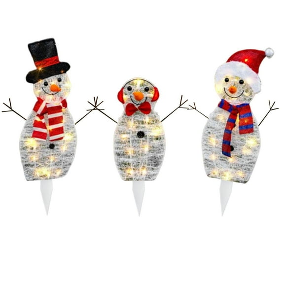 3-Piece Snowman Outdoor Christmas Decoration Set, Yard And Garden Figurines For Holiday Decor, Festive Lawn Ornaments For Home, Party, Seasonal Display