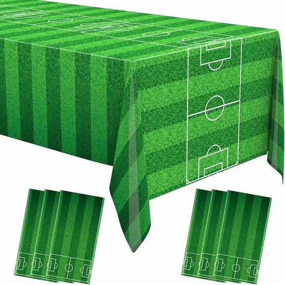 3 Piece Soccer Themed Tablecloths 54 x 108 Inches Disposable Plastic Table Covers
