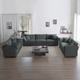 thumbnail image 1 of Modern Gray Chenille 3-Piece Sofa Set (2x2 Seater + 1x3 Seater) with Solid Wood Frame, 1 of 11