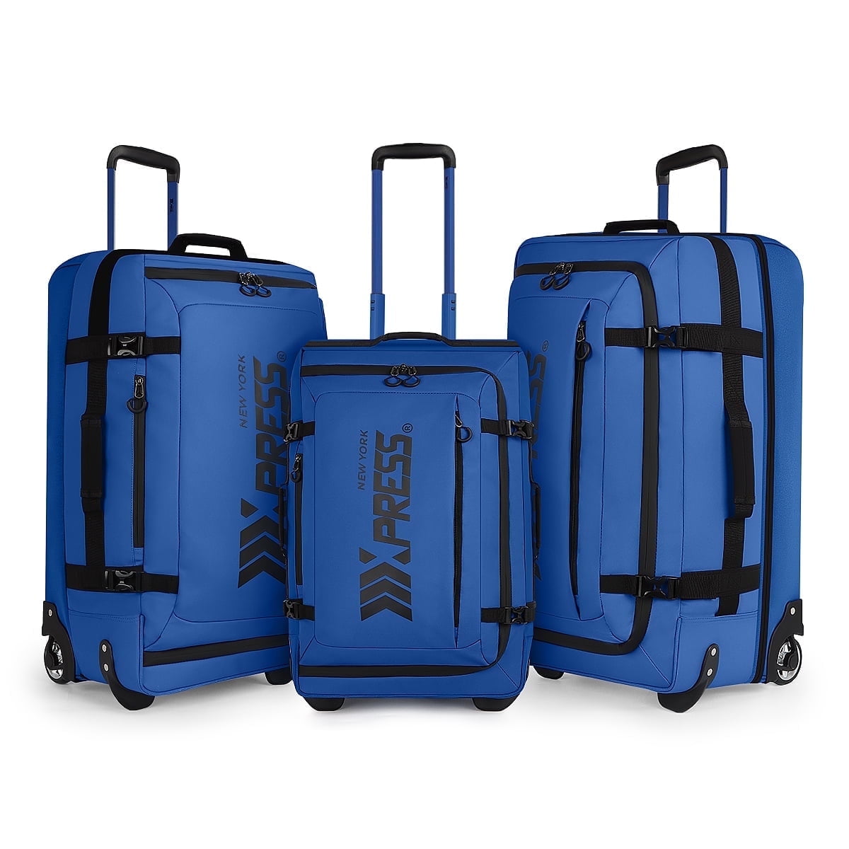 3 Piece Softside Luggage Set, Expandable Suitcases with Wheels, Heavy-Duty Waterproof Travel Bags, 20/26/30 in, Blue - TA069