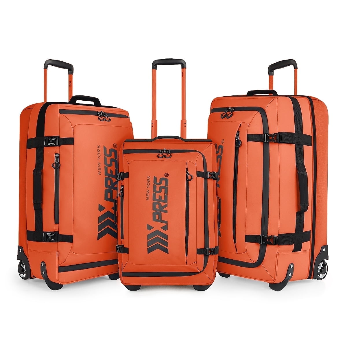 3 Piece Softside Luggage Set, Expandable Suitcases with Wheels, Heavy-Duty Waterproof Travel Bags, 20/26/30 in, Orange - TA069