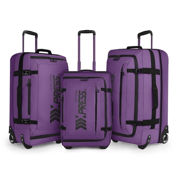 3 Piece Softside Luggage Set, Expandable Suitcases with Wheels, Heavy-Duty Waterproof Travel Bags, 20/26/30 in, Purple - TA069