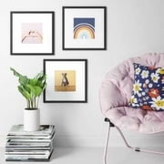 3 Piece Solid Picture Frame Set 15"x15" and 14.5" Square Display Includes Matted Option 8"x8" Gallery Wall Art Style Frames Party Home Livingroom Decorations Smooth Finish Photo Collage - Black