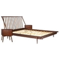 thumbnail image 1 of 3-Piece Solid Wood Bedroom Set Spindle Bed + Two 2-drawer nightstands - Walnut, 1 of 15
