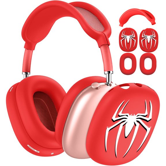 3-Piece Spider Case for AirPods Max, Full Silicone Protective Cover Set with Headband Sleeve
