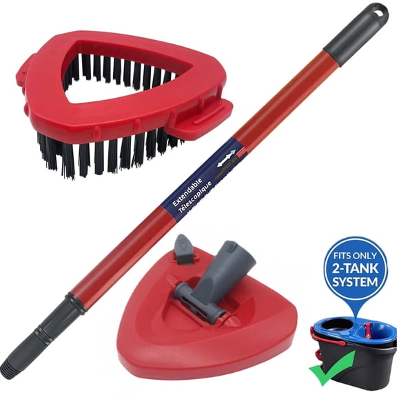 3-Piece Spin Mop Replacement Set - Compatible with O Cedar Rinseclean | 22-49in Telescopic Handle + Base + Scrub Brush | Durable Home Cleaning Kit