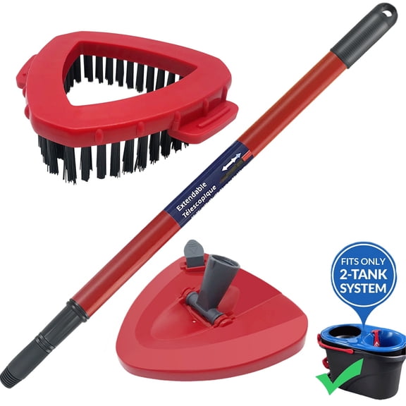 3-Piece Spin Mop Replacement Set - Compatible with O Cedar Rinseclean | 22-49in Telescopic Handle + Base + Scrub Brush | Durable Home Cleaning Kit