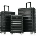 thumbnail image 1 of 3 Piece Spinner Luggage Set with 4-Wheel 360° Rotation & Hardshell ABS+PC Cases, Scratch-Resistant Travel Suitcases (28"/24"/20" Nesting Sizes) for International Flights, 1 of 9