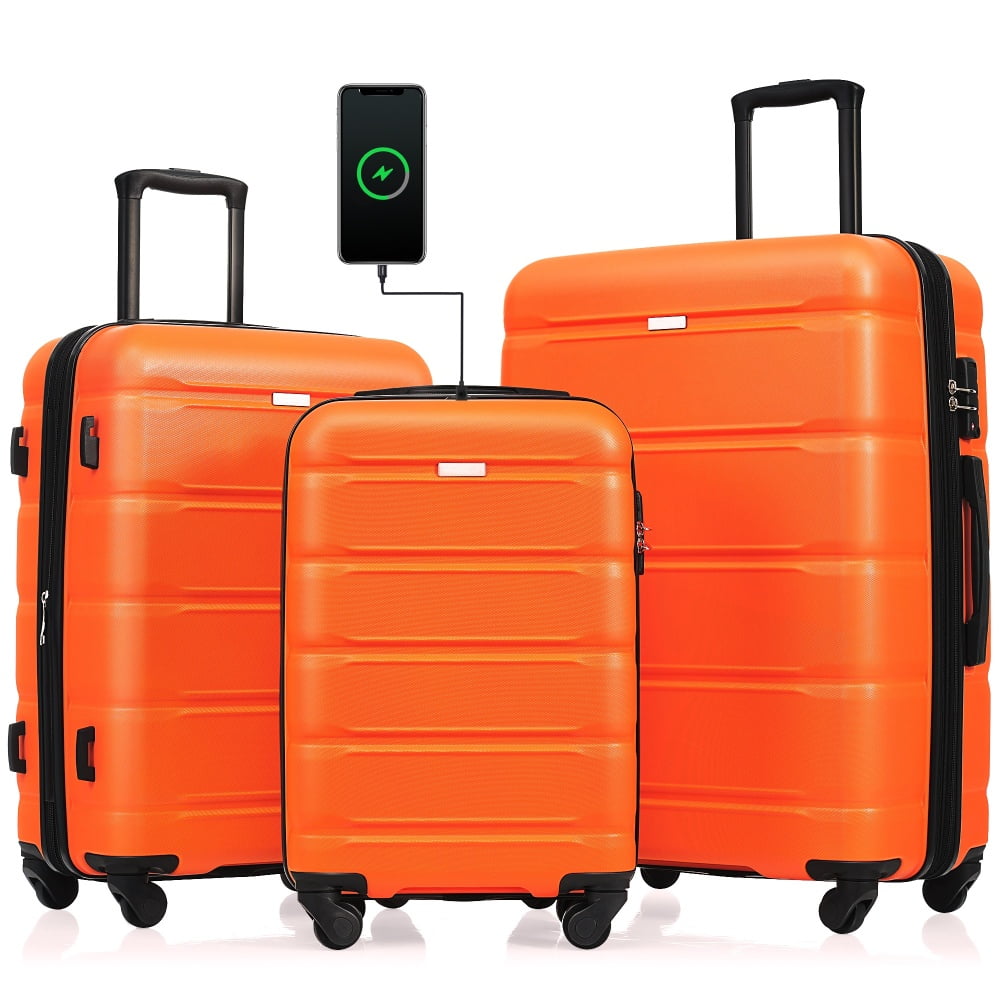 3 Piece Spinner Wheels Luggage Set, Expandable 20" 24" 28" 360 Degree