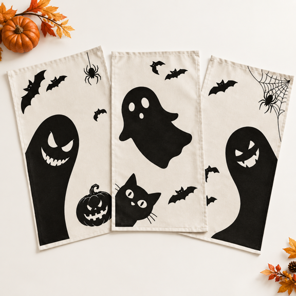3-Piece Spooky Cute Ghost Silhouette Window Decor Set for Indoor Outdoor Use