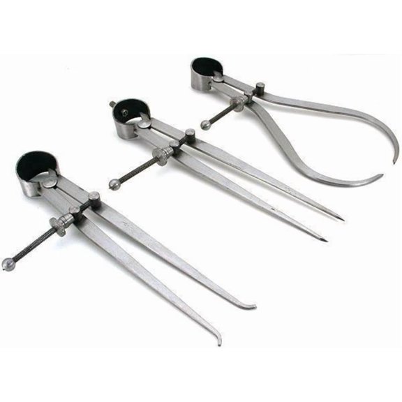3-Piece Spring Caliper Set - Inside, Outside & Divider (10" / 250mm) - Measuring Tool