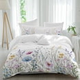 thumbnail image 1 of 3 Piece Spring Floral Duvet Cover Set Queen Size, Microfiber Comforter/Quilt Cover with Corner Ties and 2 Pillowcases, Colorful Botanical Wildflower Summer All Season Soft Bedding with Zipper Closure, 1 of 8