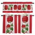 thumbnail image 1 of 3 Piece Spring Summer Floral Kitchen Curtain Valance and Tiers Set Red Flowers Green Leaf Rustic Farmhouse Rod Pocket Tier Curtain 36 Inch Small Window Drapes for Living Room Bedroom Cafe Home Decor, 1 of 9