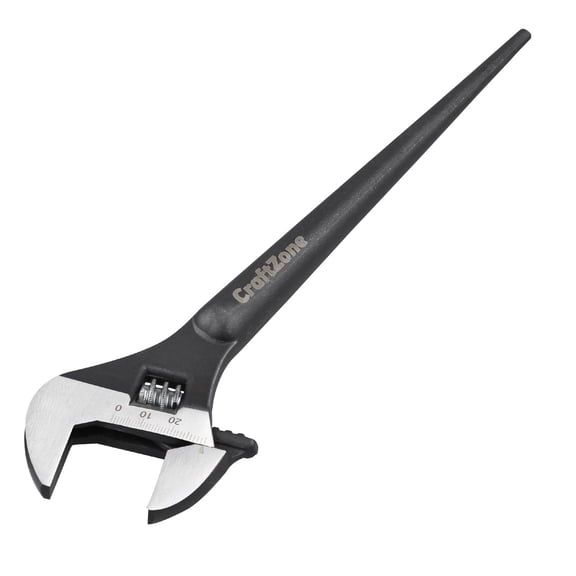 3-Piece Spud Wrench Set - Adjustable Construction Spud Wrench with 10, 12, 16 Inch - SAE and Metric Scale Marked Wrenches with Alignment Holes and Tail Crowbar Feature