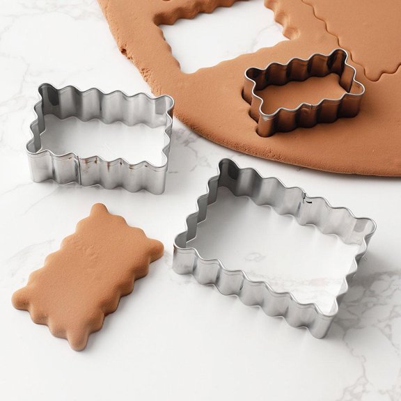 3-Piece Square Cookie Mold Cross-Border Spot Stainless Steel Fondant Lace Rectangular 3-Piece Cookie Mold Diy Square Wave Circle Mini Cookie Mold