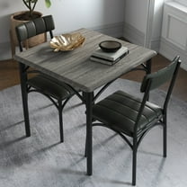 3 Piece Square Dining Room 2 Upholstered Chairs, Kitchen Table Set for Small Space, Apartment, Retro Gray