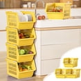 thumbnail image 1 of 3-Piece Stackable Storage Basket Set with Wheels & Drainage, ABS Plastic Organizer for Kitchen, Toys & Laundry | Multicolor 3-Tier Shelf, Portable with Rollers Yellow, 1 of 8