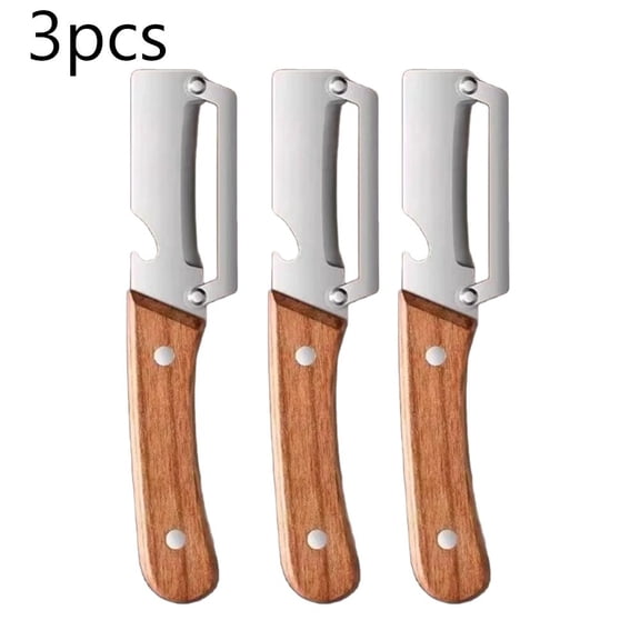 3-Piece Stainless Steel And Wood Handle 2-in-1 Peeler With Bottle Opener For Kitchen And Bar
