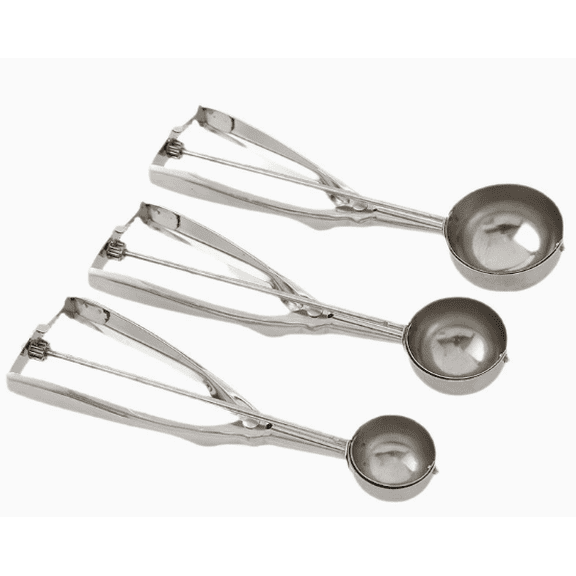 3-Piece Stainless Steel Cookie Scoop Set with Trigger Release, for Ice Cream & Baking