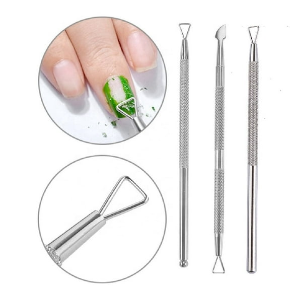 3-Piece Stainless Steel Cuticle Pusher & Nail Cleaner Set  Professional Manicure & Pedicure Tools for Precise Cuticle Care TIKA