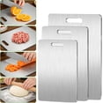 thumbnail image 1 of 3-Piece Stainless Steel Cutting Board Set, Rust-Resistant Kitchen Prep Boards with Handles for Meat, Vegetables and Fruits, Easy to Clean and Stackable for Storage, 1 of 8