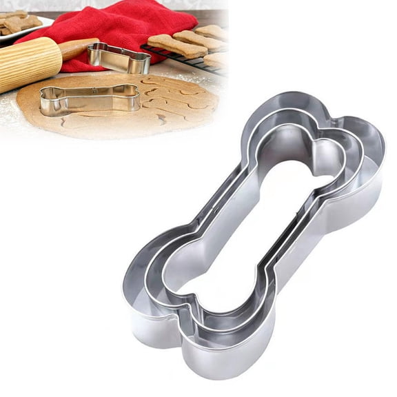 3-Piece Stainless Steel Dog Bone Cookie Cutters L/M/S Sizes for Pet Treats & Biscuits, Multi-Shape Baking Molds for Dog Treats
