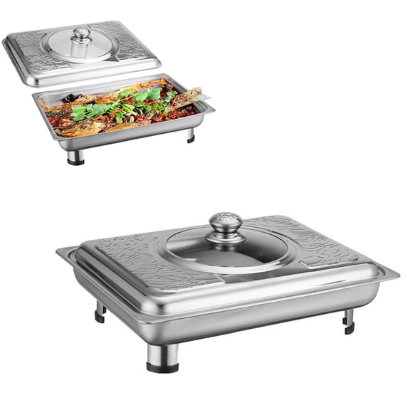 3-Piece Stainless Steel Insulated Food Pan Set with Lids - Rectangular Thermal Serving Trays for Party Buffets, Picnics & Banquets, Commercial Grade Catering Serving Dishes
