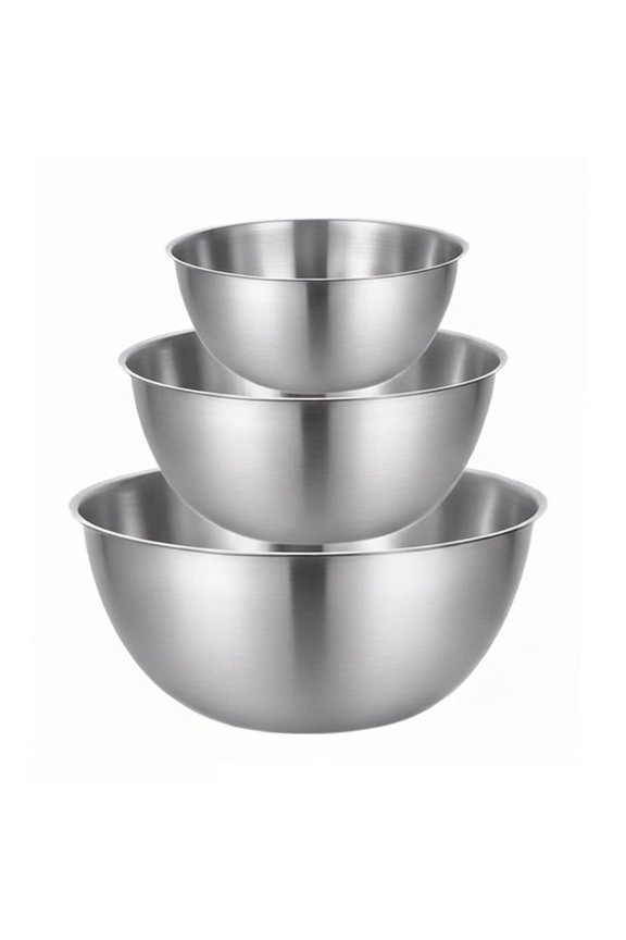3-Piece Stainless Steel Mixing Bowl Set, Nesting Bowls 0.9/1.3/1.9 QT,Thicker-Gauge, Stackable Nesting Classic Everyday Set for Baking, Salad Prep & Cooking
