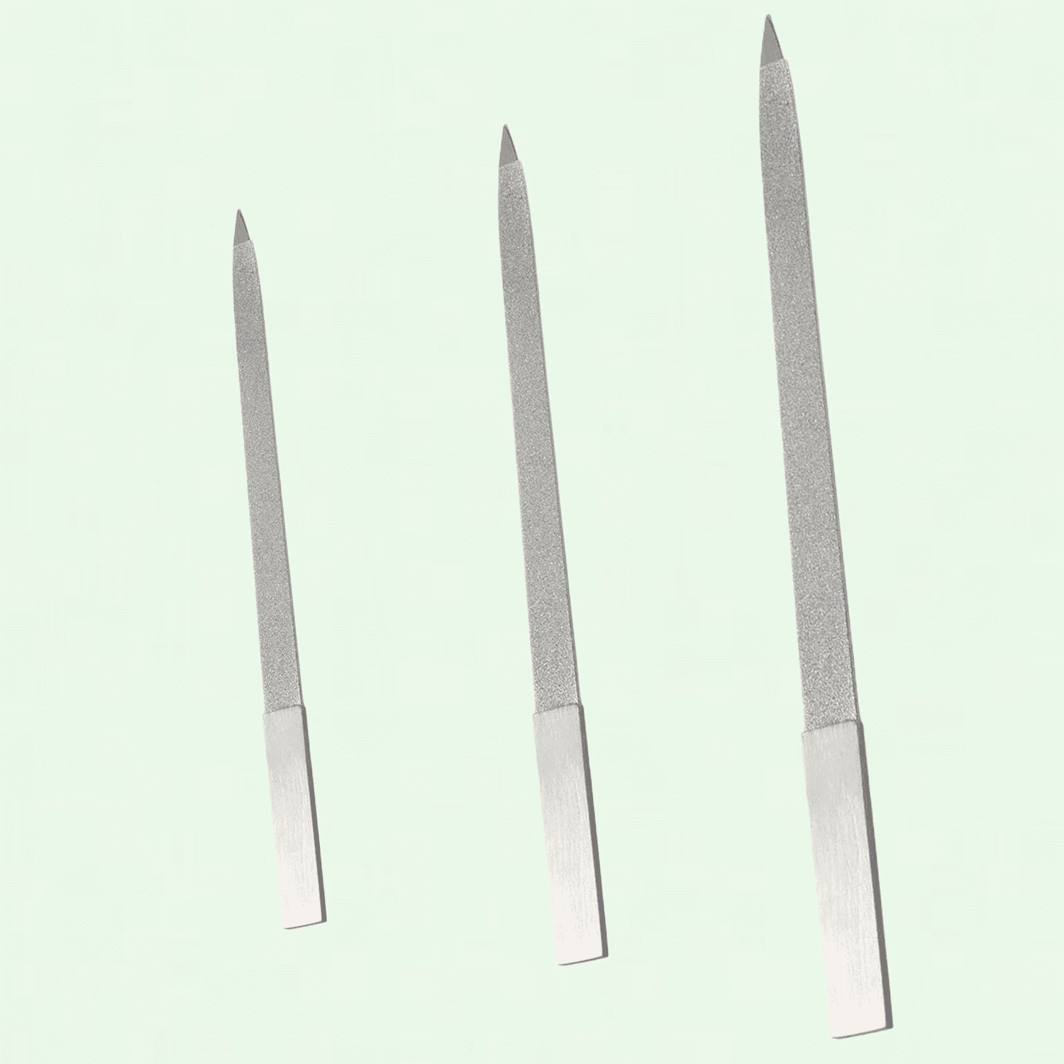 3Piece Stainless Steel Nail File Set with Long Handle, Double Sided