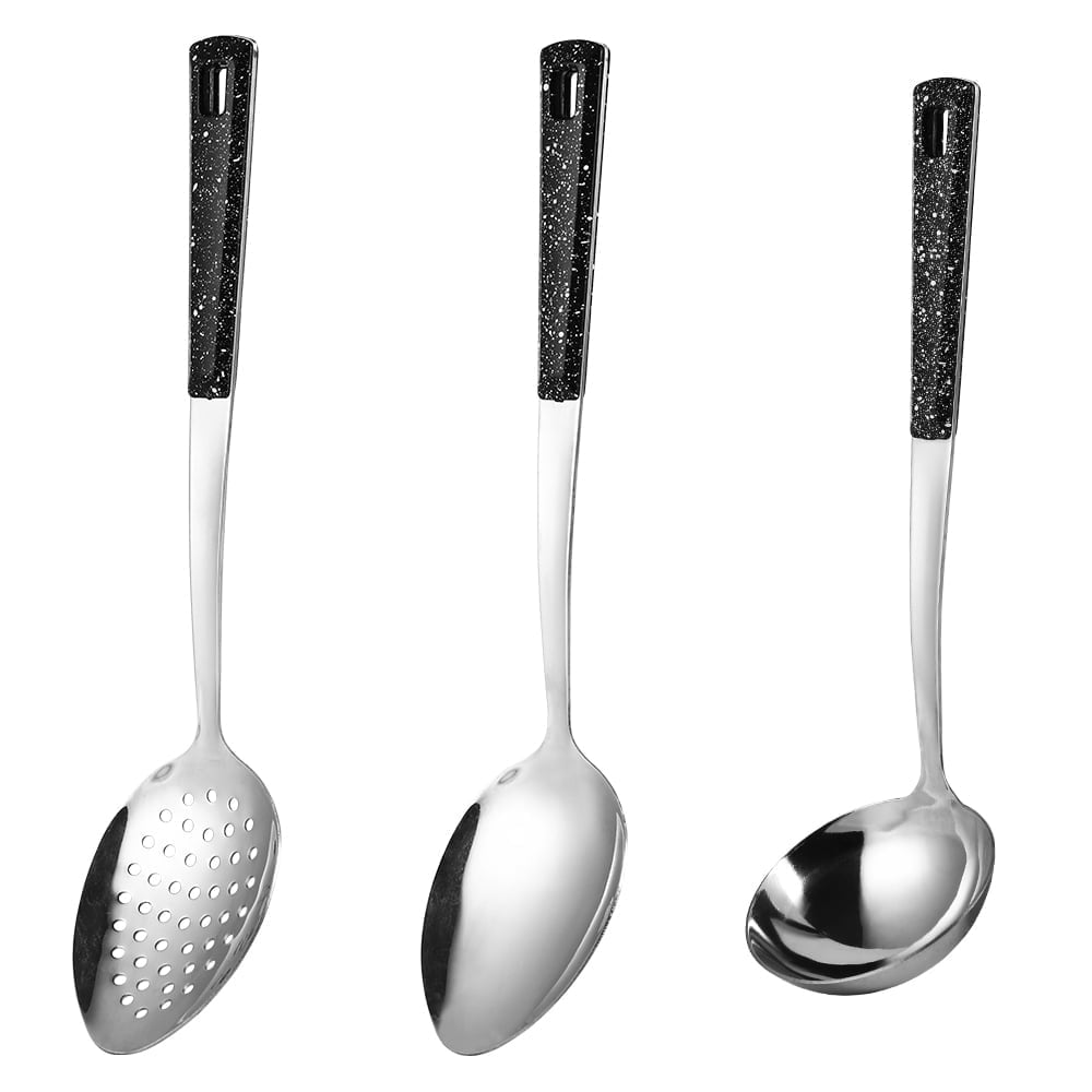 3-Piece,Stainless Steel Serving spoons set with Slotted Spoon, Serving Spoon and Perforated Spoon, soup ladle,kitchen cooking serving utensils set cooking spoon