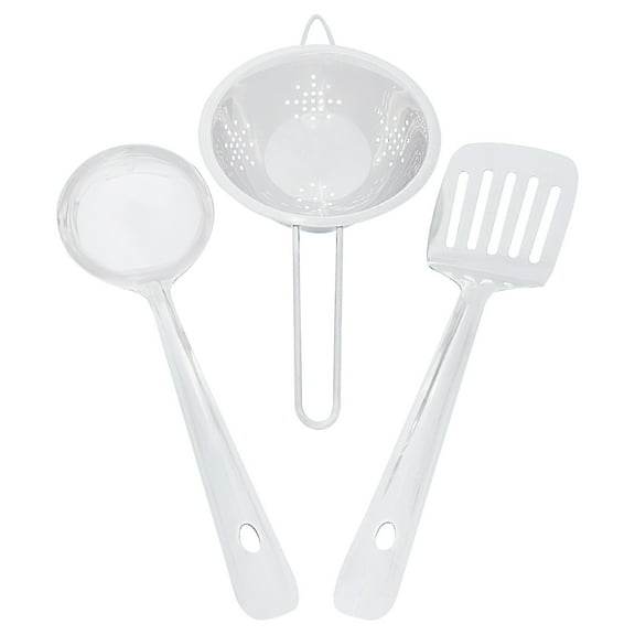 3 Piece Stainless Steel Utensil Set with Strainer, Ladle and Slotted Turner