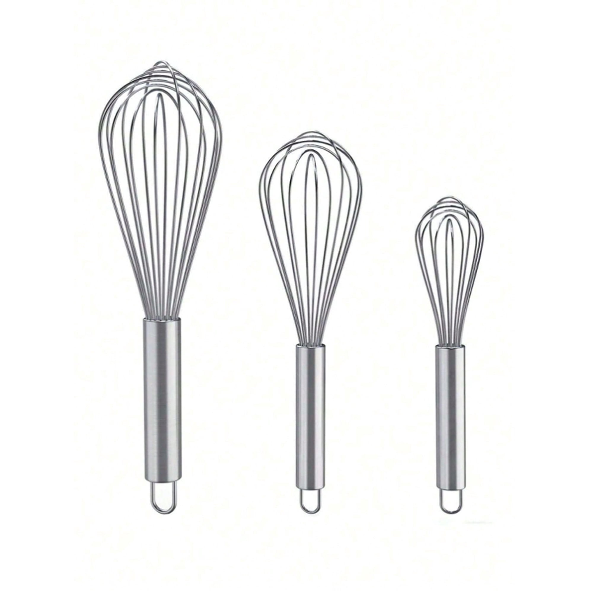 3-Piece Stainless Steel Whisk Set, Kitchen Tools for Eggs & Cream, Silver, 1 Pack