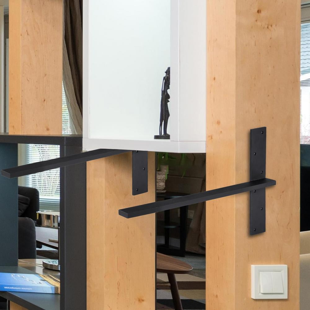3-Piece Steel Floating Shelf Brackets - Heavy-Duty Modern Corbels for Wall Shelving in Kitchen, Bathroom, Bedroom