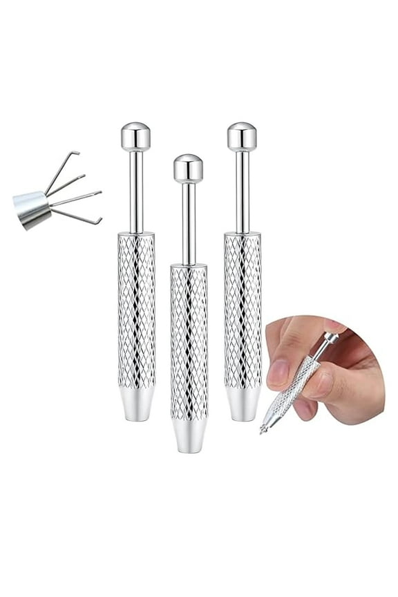 3-Piece Steel Puncture Cone Ball Grasping Tool Set, Used as a Jewelry Insertion/Removal aid for Nasal, Abdominal, and Ear Cartilage Puncture, and a Daily Tool for Beauty Salons