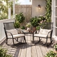 thumbnail image 1 of MOALCOFER 3 Piece Steel Rocking Patio Bistro Set with Adjustable Footrest, White, 1 of 7