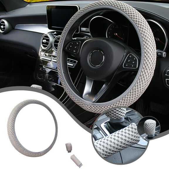 3 Piece Steering Wheel Cover，Elastic Stretch Steering Wheel Cover,Warm In Winter And Cool In Summer, Microfiber Breathable Ice Silk, Non-slip,Easy Carry, Usupdd 2025 3 Piece Steering