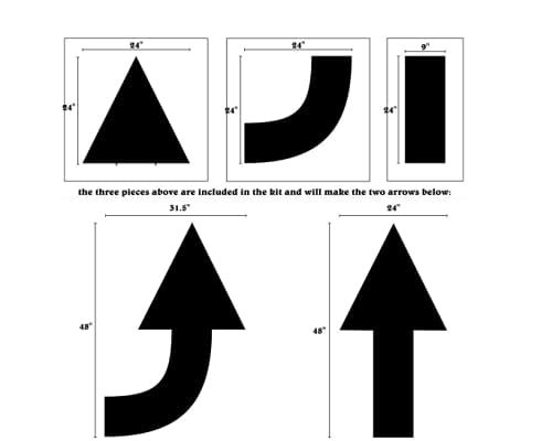 Pro-Grade Pavement Stencil - 42" Straight Arrow Design, 1/8" (128 Mil) Thick LDPE Plastic