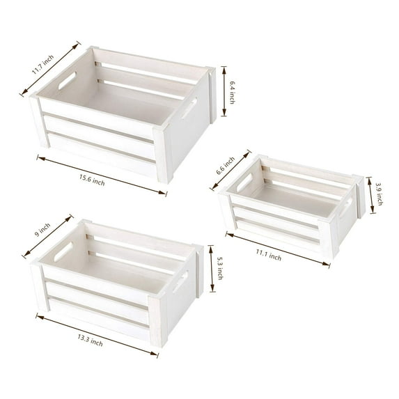 3 Piece Storage Basket Wooden Basket Plant Shelf White Rustic Storage Basket Budget Living Room Bedroom