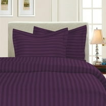 3-Piece Striped Duvet Cover Set, 1500 Thread Count, Button Closure - Cooling, Breathable Material- Wrinkle, Fade, Stain Resistant, Full/Queen, Purple
