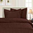 thumbnail image 1 of 3-Piece Striped Duvet Cover Set, 1800 Thread Count, Button Closure - Cooling, Breathable Material- Wrinkle, Fade, Stain Resistant, Full/Queen, Brown, 1 of 1